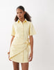 denim shirt dress with wrap detail in yellow