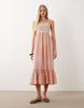 Accessorize embroidered maxi beach dress with frill straps in pink