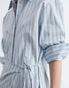 & Other Stories pure cotton mini wrap shirt dress in blue pinstripe