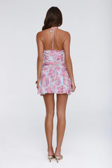 Fleur Mystique Halter Mini Dress Floral