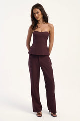 Perfect Stranger Tala Strapless Suiting Top Burgundy