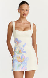 Astra Mini Dress - Square Neck A Line Dress in Astra Posey Floral Print