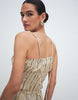 shirred cotton poplin maxi sundress with dropped waist in stripe