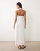 cotton linen halterneck wrap maxi sundress in cream