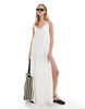 Monki tiered floaty maxi dress with low tie back detail in white