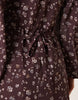 Glamorous long sleeve mini tea dress with tie front in brown ditsy floral