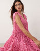 ARRANGE broderie drawstring detail trapeze maxi dress in bright pink