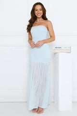 Petal Sunbeam Strapless Maxi Dress Blue