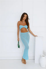 Moonlit Shores Crochet Midi Skirt Aqua