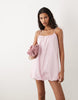 poplin puff mini sundress with tie straps in sugary pink