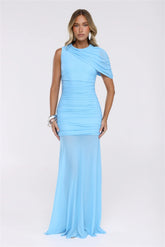 Dress Code Icon Mesh Maxi Dress Blue