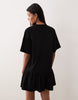 drop waist mini dress in black