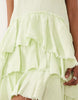 double cloth washed mini sundress with distressed ruffles in washed lime
