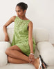 lace mini shift dress in green