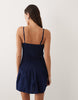 Esmée shirred waist mini beach dress in navy