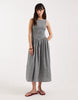 JJXX seersucker plaid midi dress in black