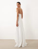Six Stories chiffon one shoulder embellished detail tiered maxi dress in white