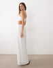 Mango Teen cut out halterneck embroidered maxi dress in white