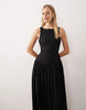 racer neck midaxi sundress with cut out back in black