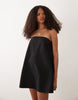 cotton linen bandeau mini sundress in black
