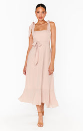 Claire Midi Dress ~ Dusty Blush Crisp