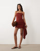 cotton linen sarong wrap mini sundress in rust