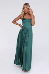 Starlit Kiss Satin Maxi Dress Green