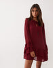 Miss Selfridge chiffon ruffle mini dress in wine
