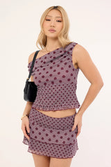 Motel Tarya Top Stripe Polka Plum