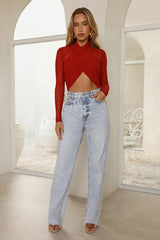 Twist Of Luxe Mesh Long Sleeve Bodysuit Red
