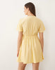 Vero Moda Tall crinkle textured woven tie front mini dress in golden yellow