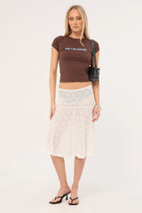 Perfect Stranger Loretta Lace Midi Skirt White