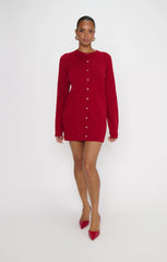 Marguerite Cardigan Dress ~ Lover Red Knit