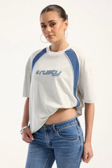 Rusty Tidal Wave Oversized Tee Ecru/Blue