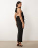 TFNC slinky high neck halter detail backless maxi dress in black