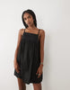 halterneck a-line hybrid mini dress in black