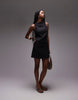 & Other Stories linen mini dress with boat neck in black