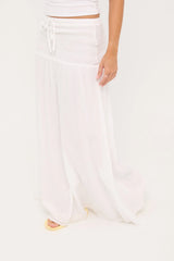 Luck & Trouble Solene Shirred Maxi Skirt White