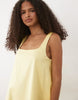 Mango cotton rich scoop neck mini dress in butter yellow