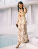South Beach abstract print mesh maxi beach dress with cutout detail in green multi