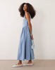 denim ballerina inspired midaxi dress in light blue