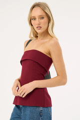 Perfect Stranger Luca Strapless Recycled Long Line Top Burgundy