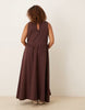 Curve waisted v neck maxi dress with seaming details in chocolate