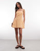 cotton-linen blend cami mini sundress with shaped bust in orange spritz