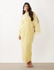 draped cape bodice maxi dress with skirt and open-back tassel detail in yellow