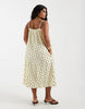 PIECES Curve cotton cami maxi dress in yellow and brown polka dot print