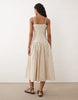 Brave Soul strappy midi dress with ruched bodice in brown gingham plaid