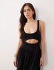 cut out detail midaxi dress in black