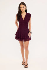 Perfect Stranger Ardena Frill Mini Dress Plum