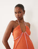 scoop halterneck mesh maxi dress in orange